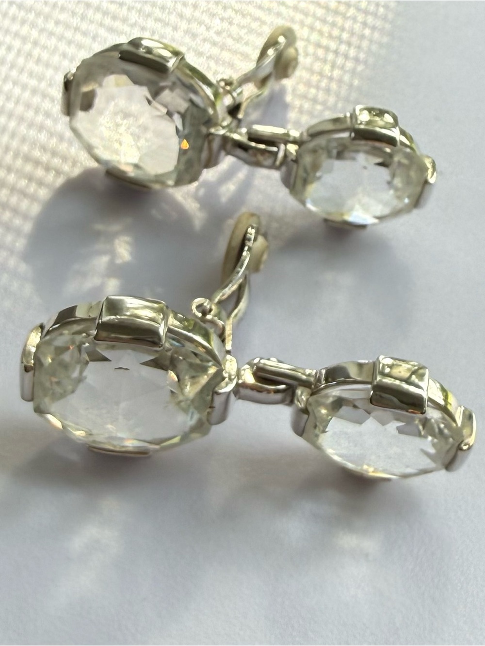 Vintage Swarovski Clear Crystal Double Drop Earrings